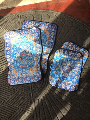 Set of 4 Polyester Car Mat Blue/Multi Rug