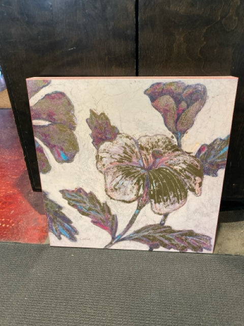 Red/Tan Floral Framed Art