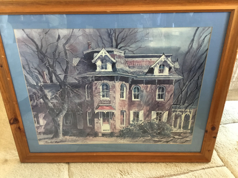 Harry Wysocki Tan/Blue House Framed Art