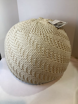 Cotton Pouff Cream Ottoman