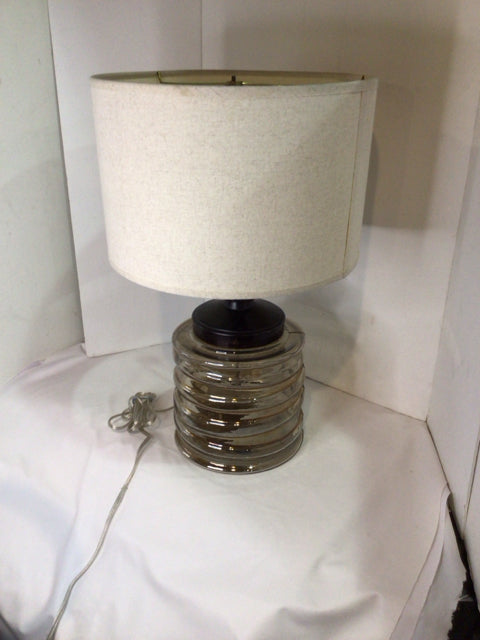 Amber Glass Ribbed Lamp