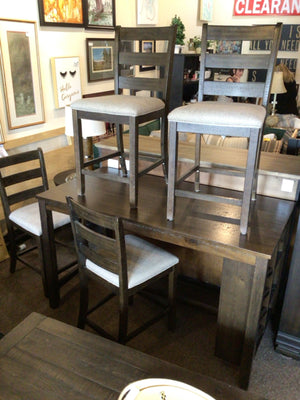 Ashley High Top Wood W/Chairs Storage Brown Table & Chairs