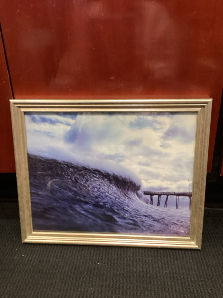 Blue/White Wave Framed Art