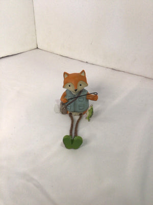Orange/Blue Resin Fisherman Fox Figurine