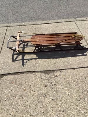 Vintage Brown Wood Sled Holiday Item