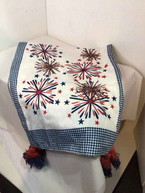 Patriotic White/Blue Beaded Table Runner