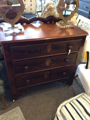 Vintage Wood 3 drawer Brown Dresser/Chest