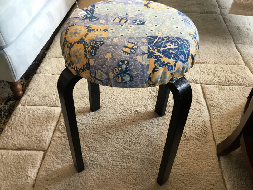 Upholstered Blue/White Stool/Foot Stool/Ottoman