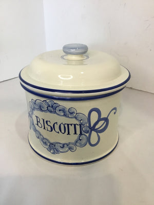 White/Blue Ceramic Canister