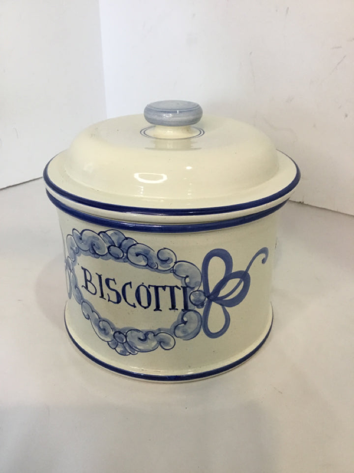 White/Blue Ceramic Canister
