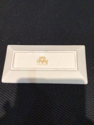 Laura Johnson Rectangle White/Gold Ceramic Words Bowl