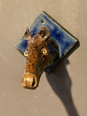 Original 3D Brown Clay Head Horse Wall Hanging Art