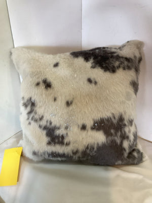 Cream/Gray Faux Fur Pillow