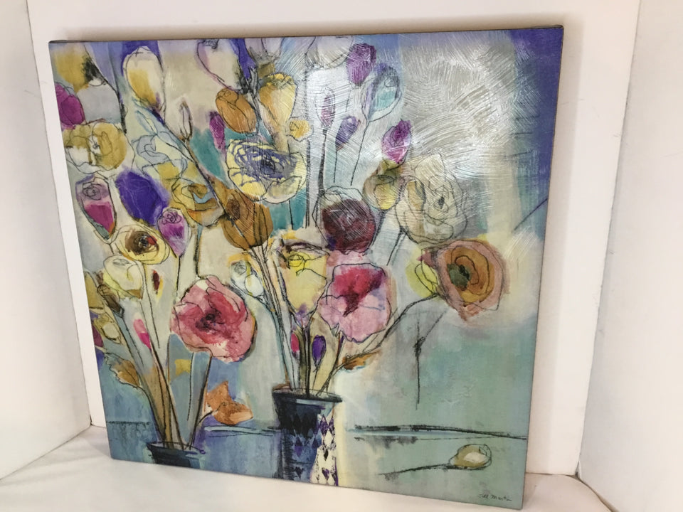 Multi-Color Flowers In Vase Stretch Canvas Art