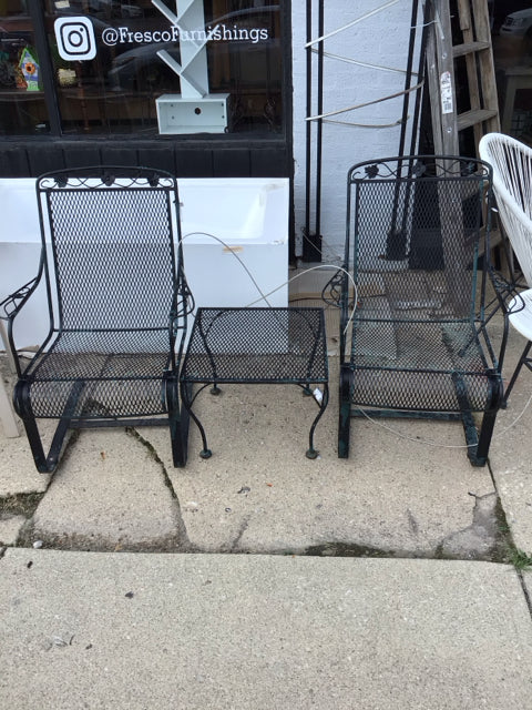 3 Piece Wrought Iron Black Chair Set