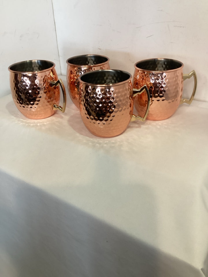 EcoOne Set of 4 Copper Hammered Mug Set