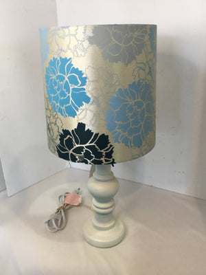 Blue/Silver Wood Floral Lamp