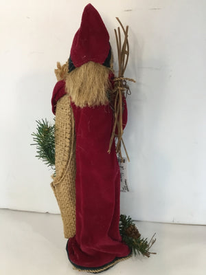 Vintage Christmas Red/Tan Velvet Santa Holiday Item