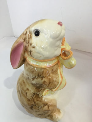 Tan/White Ceramic Bunny Figurine