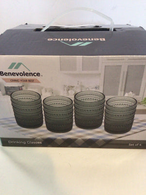 Benevolence Gray Glass Set of 4 Glasses