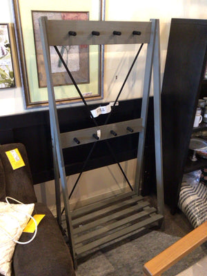 Gray/Black Wood/Metal Coat Rack