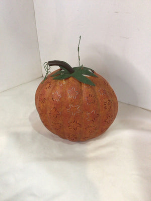 Candle Holder Orange/Green Metal Pumpkin Holiday Item