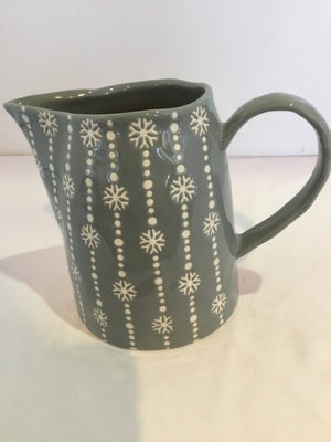 Potter's Studio Gray/White Pottery Snowflake Pitcher