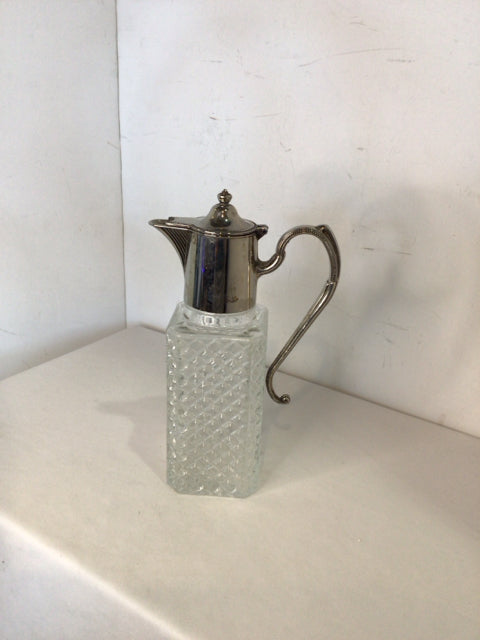 Vintage Cut glass Silver Top Carafe