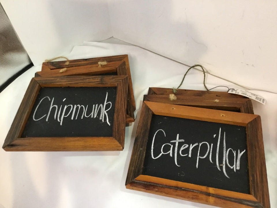 Set of 6 Brown/black Wood Chalkboard