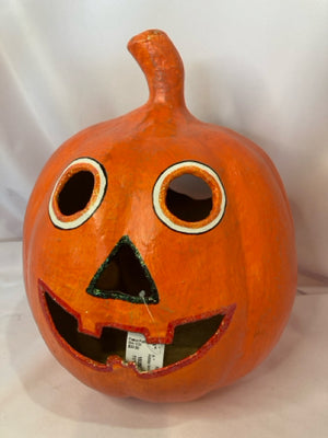 Fall Orange Paper Mache Pumpkin Holiday Item