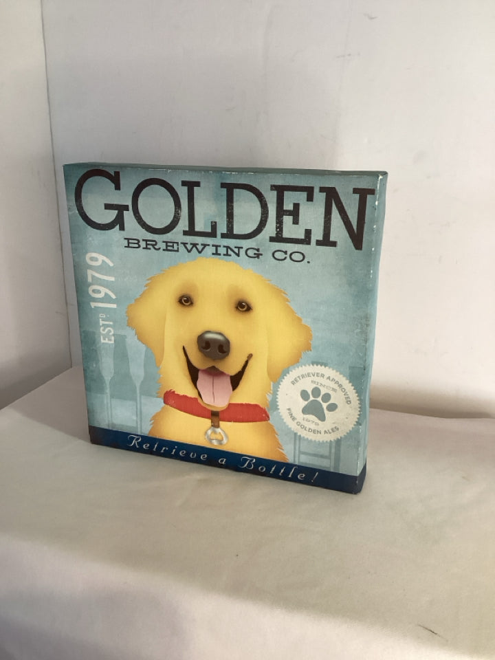 Advertisments Blue/Yellow Dog Stretch Canvas Art