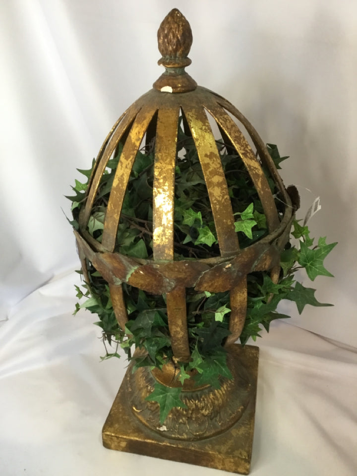 Gold/Green Metal Ivy As Is Floral Arrangement