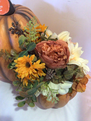 Martha Stewart Fall Orange/Brown Ceramic Pumpkin Flowers Holiday Item