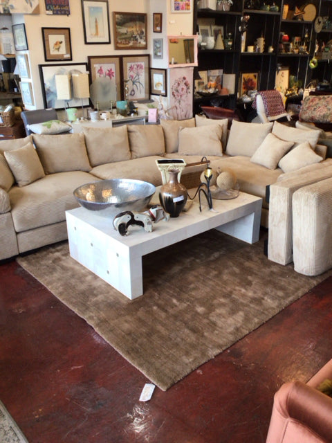 AI Furniture Co. Modular Corduroy Tan Sectional Sofa A9EJ6KPL