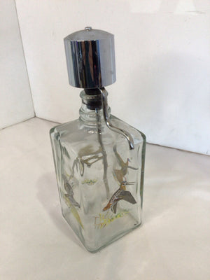 Vintage Clear/Multi Glass/Metal Whiskey Decanter