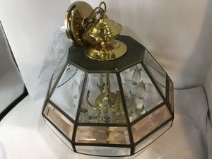 Clear/Gold Metal/Glass Octagon Chandelier