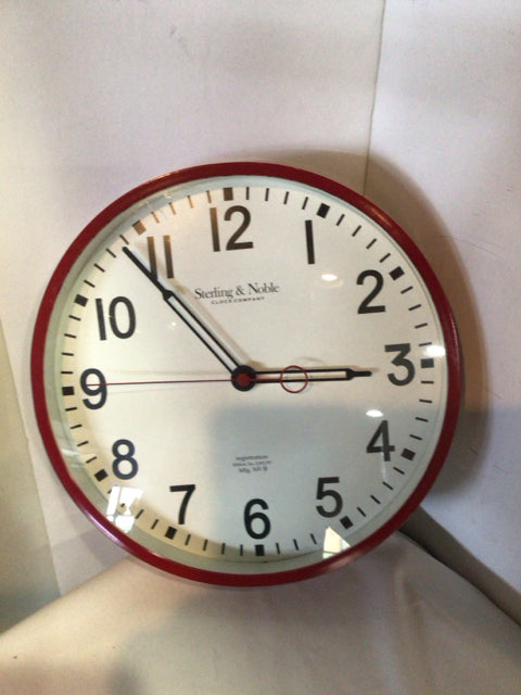 Sterling & Noble Wall Red Plastic Round Clock