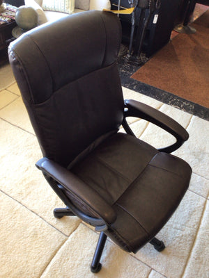 Office Faux Leather Swivel Base Casters Black Chair
