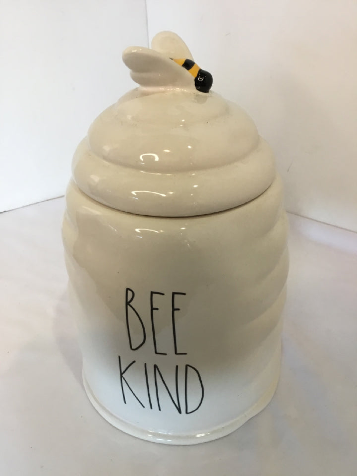 Rae Dunn White/Yellow Ceramic Bee Bee Hive Cookie Jar