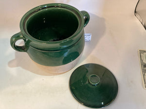 Vintage Green/Cream Ceramic Lidded Pot