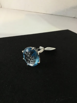 Sterling Silver Blue Rhinestone Ring