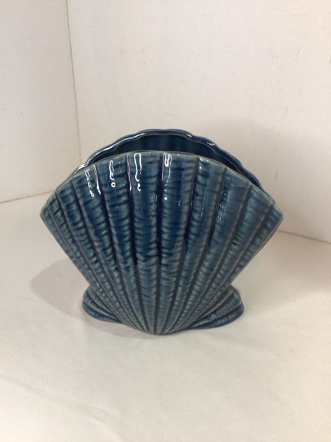 Blue Ceramic Shell Vase