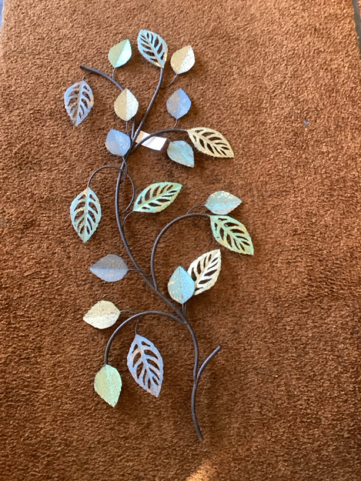 Metal Leaf Aqua Wall Decoration Art