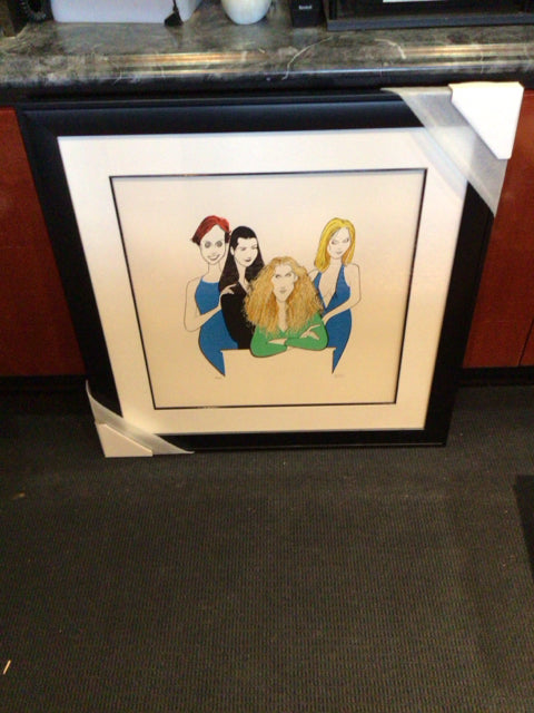 Signed White/Multi Woman Framed Art