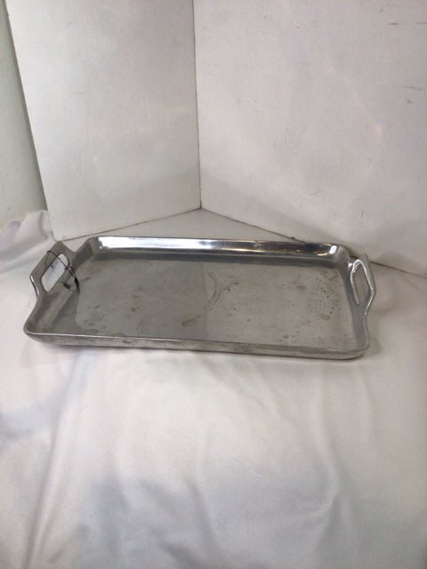 Pottery Barn Silver Aluminum Rectangular Tray