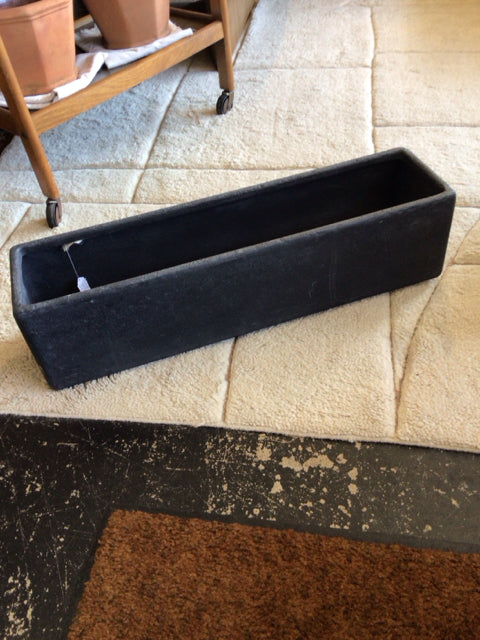 Outdoor/Outside Black Composite Rectangular Planter