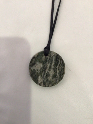 Leather Black/Gray Penny Necklace