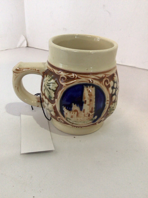 German Cream/Blue Ceramic Beer Stein Mug