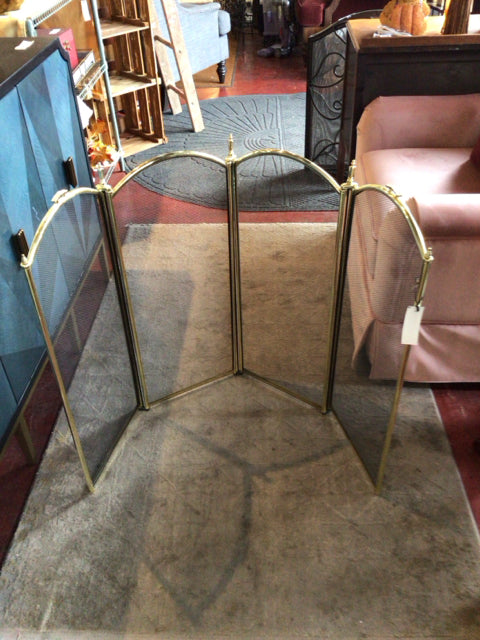 Gold/Black Metal Folding Fireplace Screen
