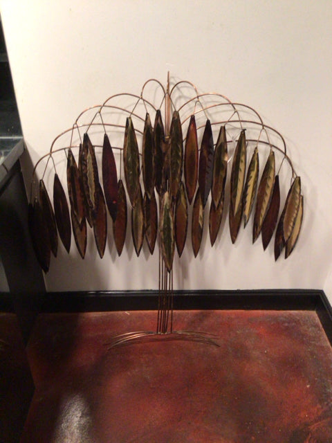 Mid-Century Metal Tree Brass Wall Decoration Art